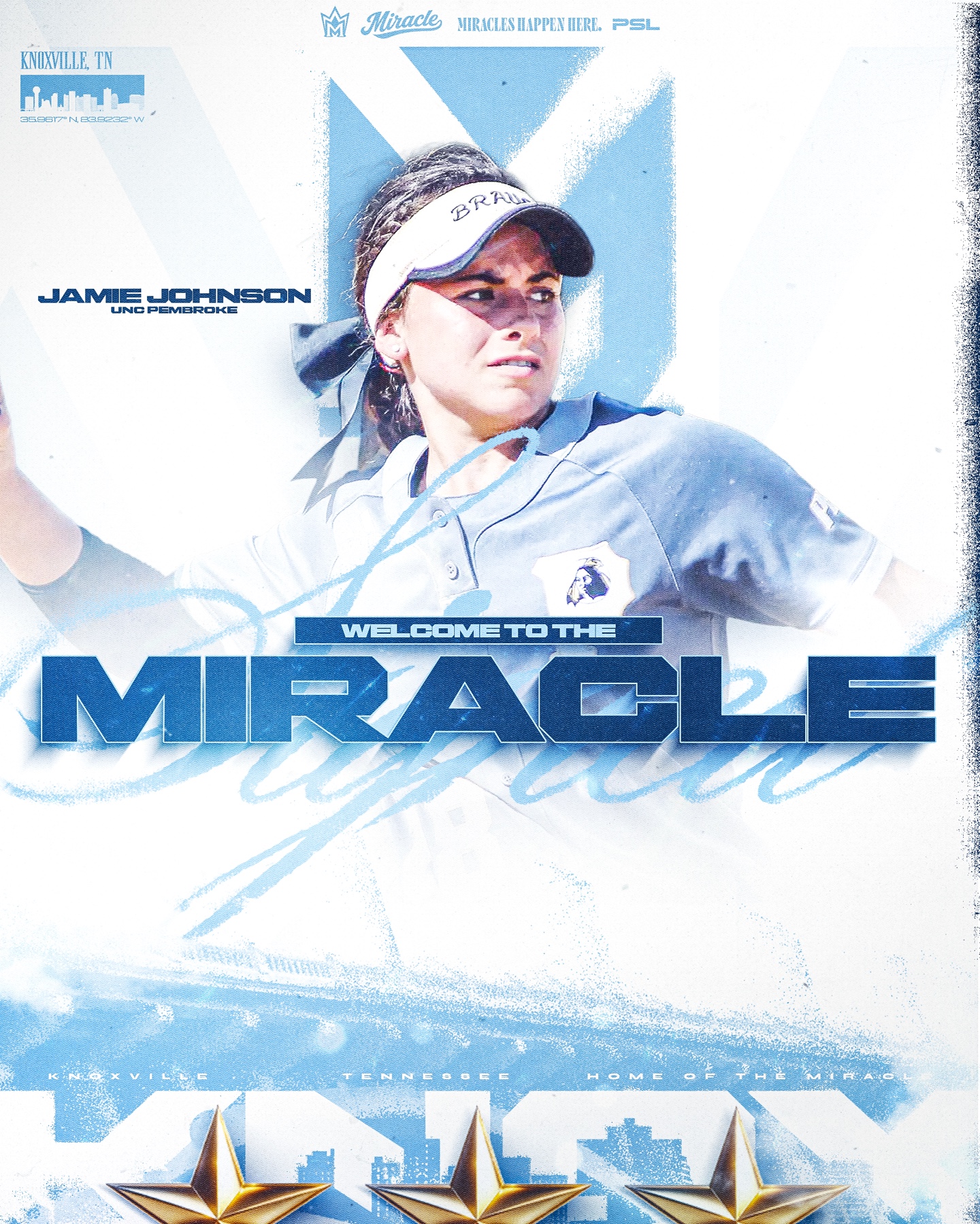 Official Knoxville Miracle signing announcement graphic featuring Jamelynn Johnson