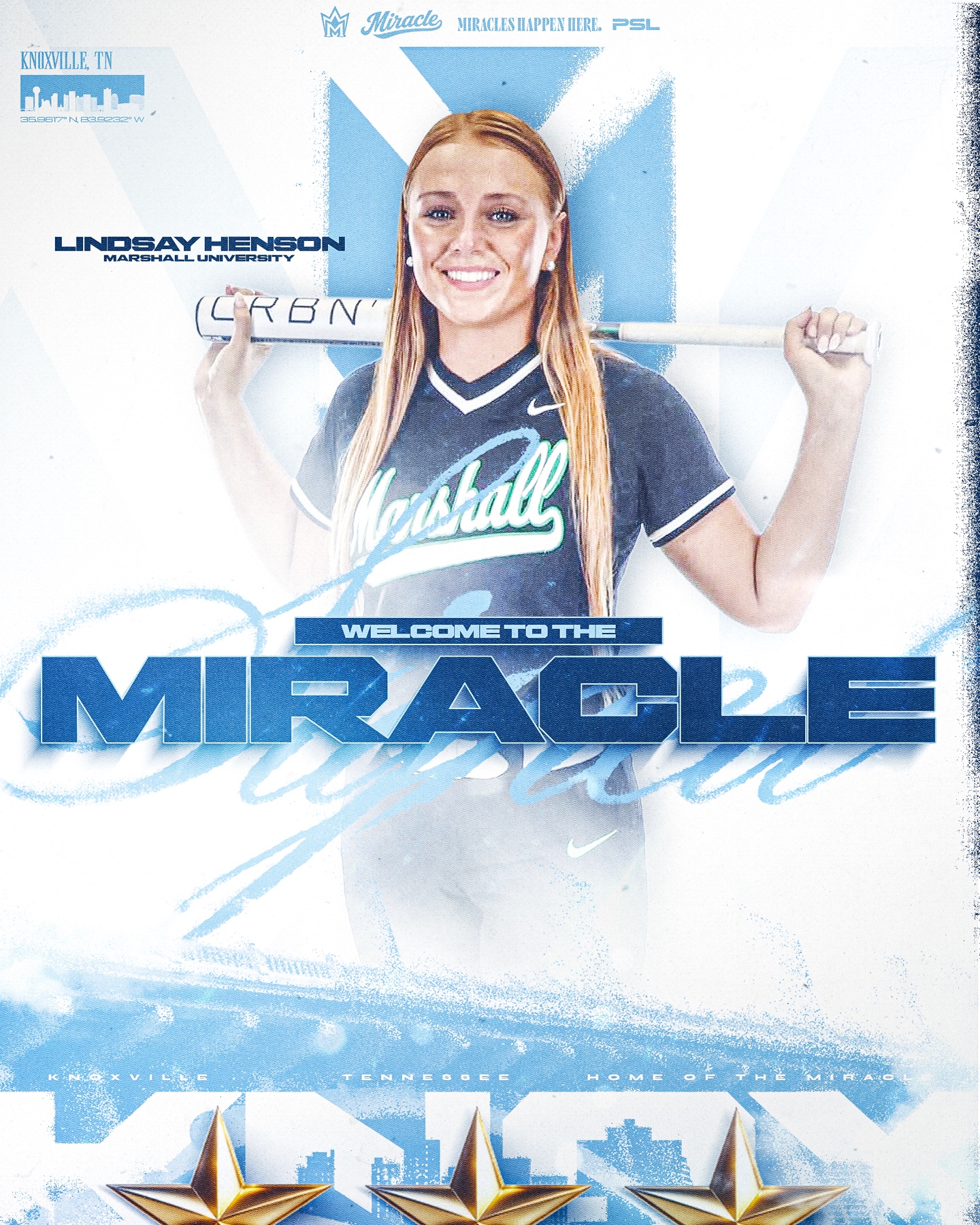 Official Knoxville Miracle signing announcement graphic featuring Lindsay Henson
