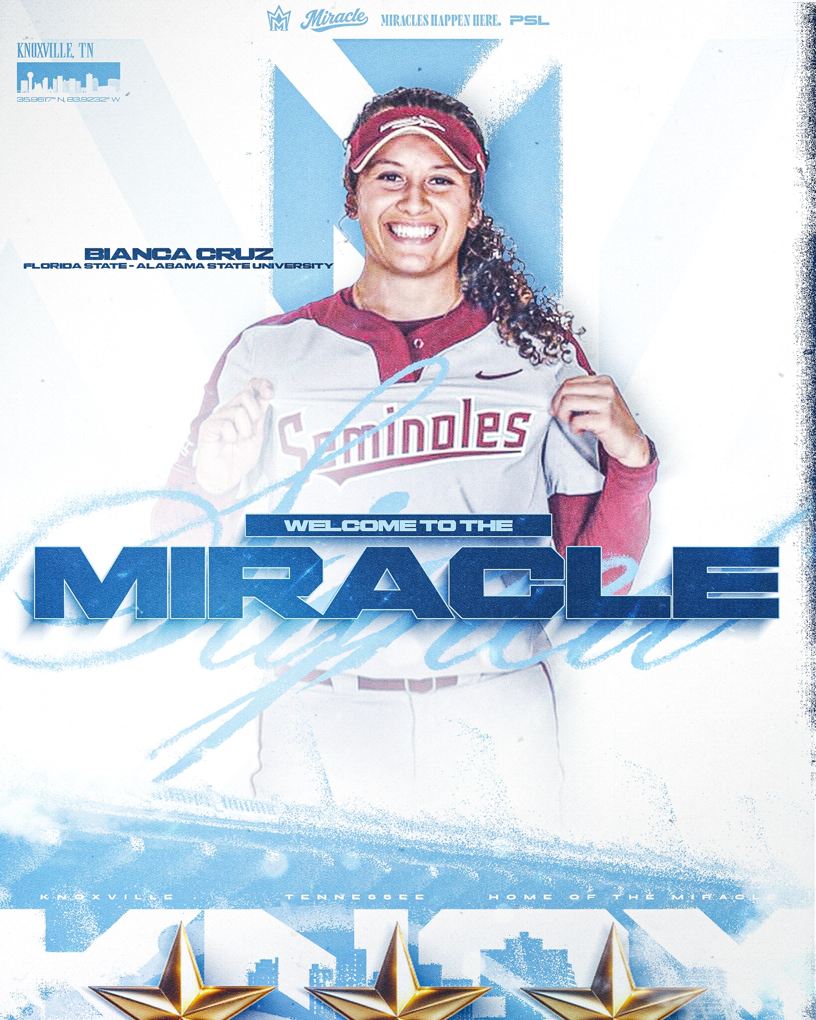 Bianca Cruz signing announcement for the Knoxville Miracle